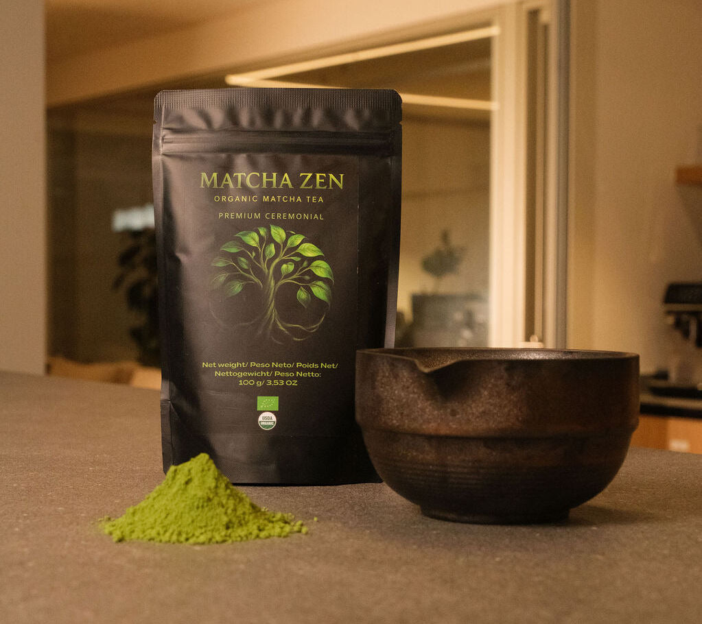 Pack Té Matcha Ceremonial Ecológico 100g + Cuchara Medidora Acero Inox | Matcha Zen - Casa Alicia Ultramarinos