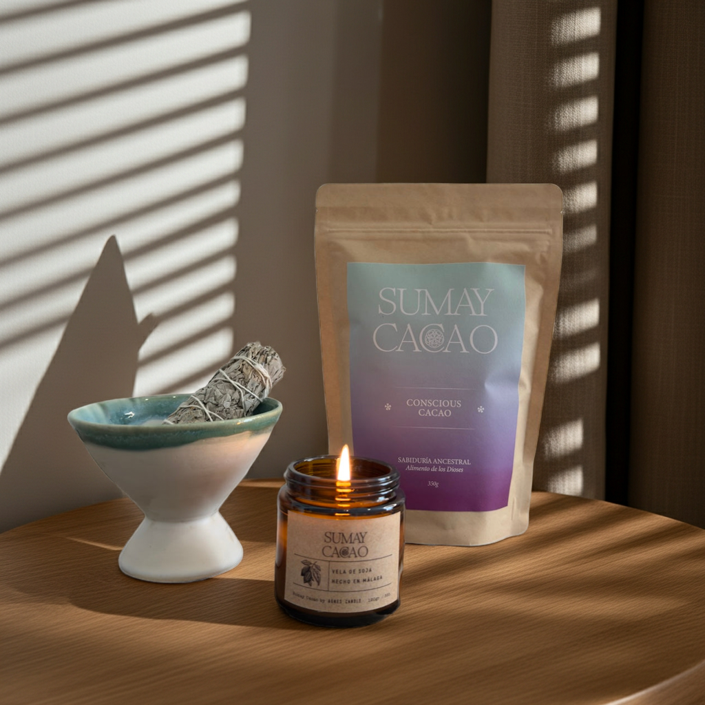 Kit Ritual del Hogar con Cacao Ceremonial – Copalera, Salvia y Vela - Casa Alicia Ultramarinos