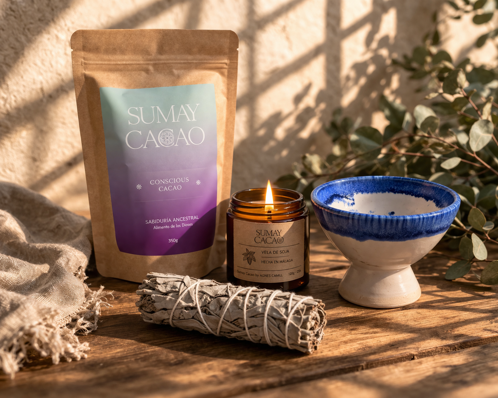 Kit Ritual del Hogar con Cacao Ceremonial – Copalera, Salvia y Vela - Casa Alicia Ultramarinos