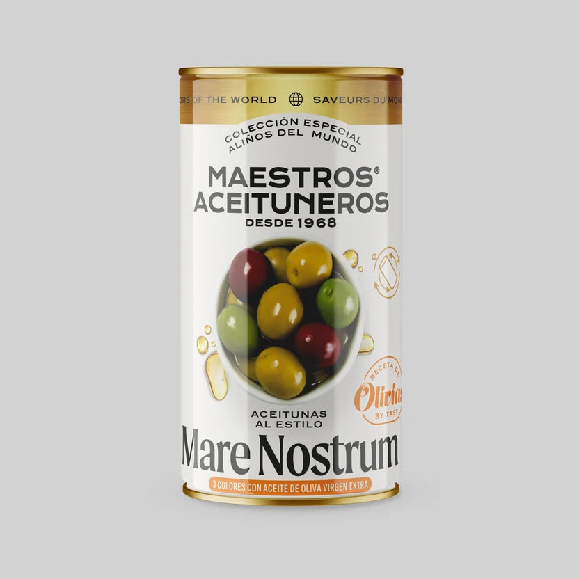 Aceitunas al estilo Mare Nostrum con AOVE - Maestros aceituneros - Casa Alicia Ultramarinos