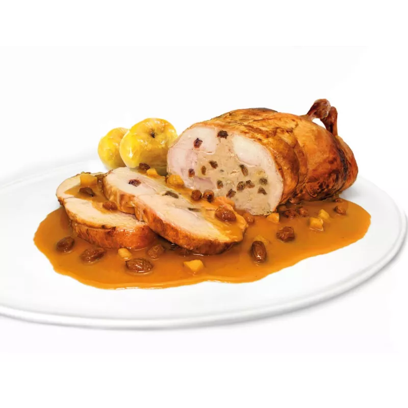 Pavita rellena de foie y pasas - Cascajares